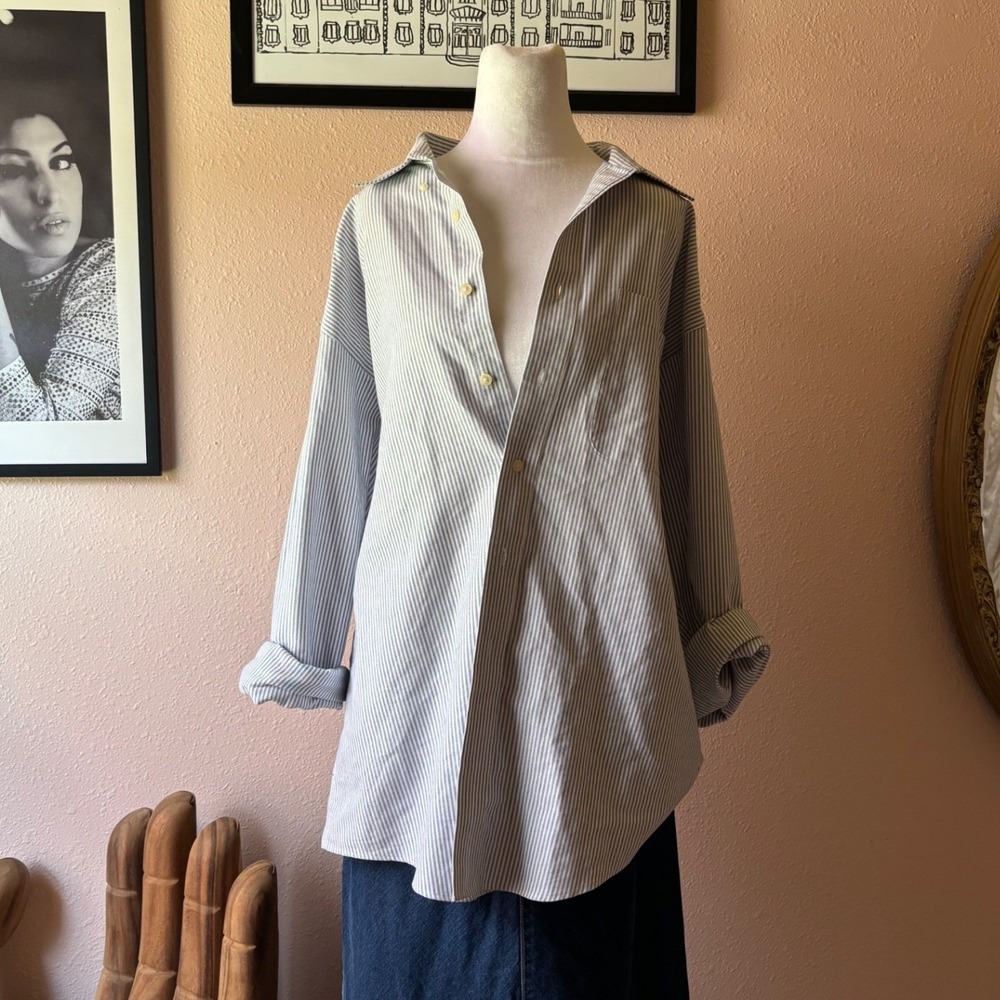 Vintage Cotton Pinstripe Oversized Button Down‎